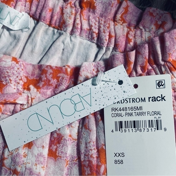 Abound skirt drawstring waist lined aline gauzy coral pink tarry floral size XXS - Picture 11 of 13